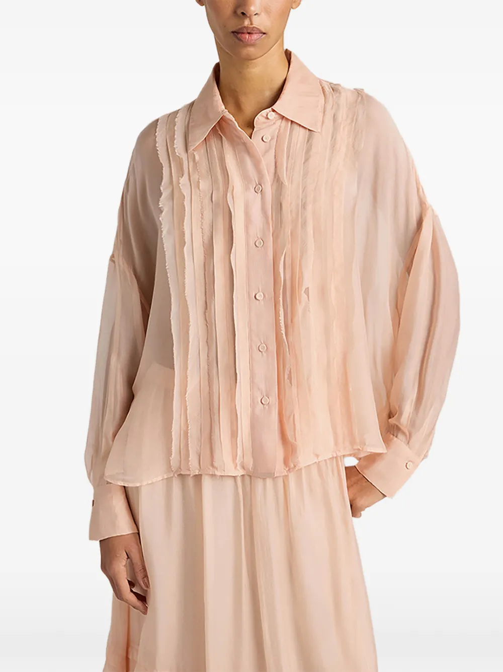 MOMONÌ Gerafelde blouse Roze