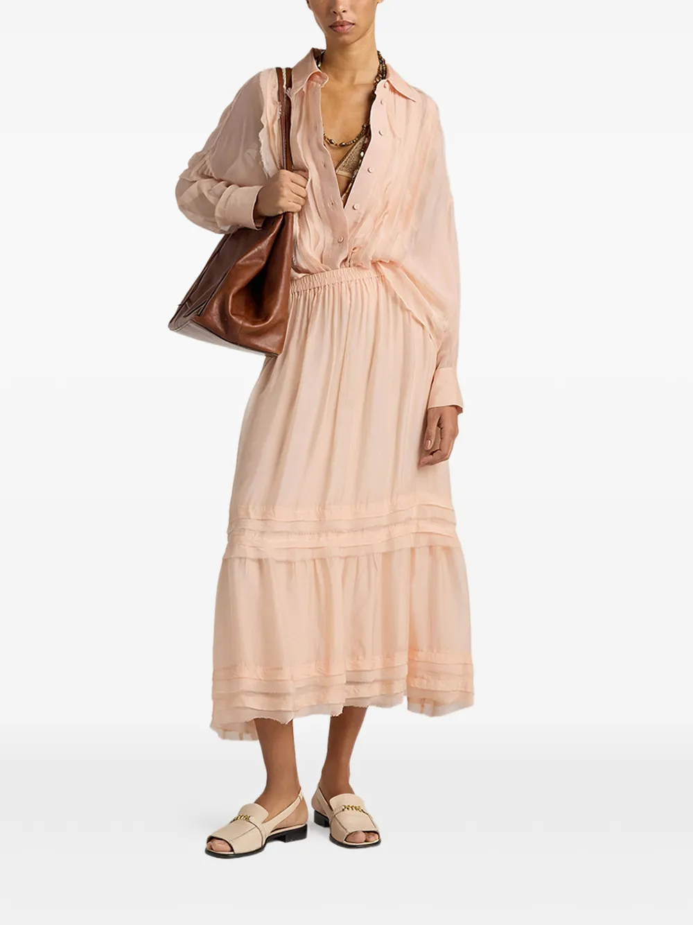  Momoni Raw Cut Bib Shirt - Pink 