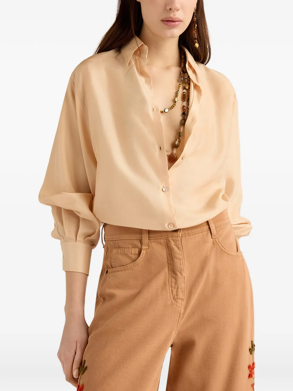 MOMONÌ Akemi blouse met lange mouwen Beige