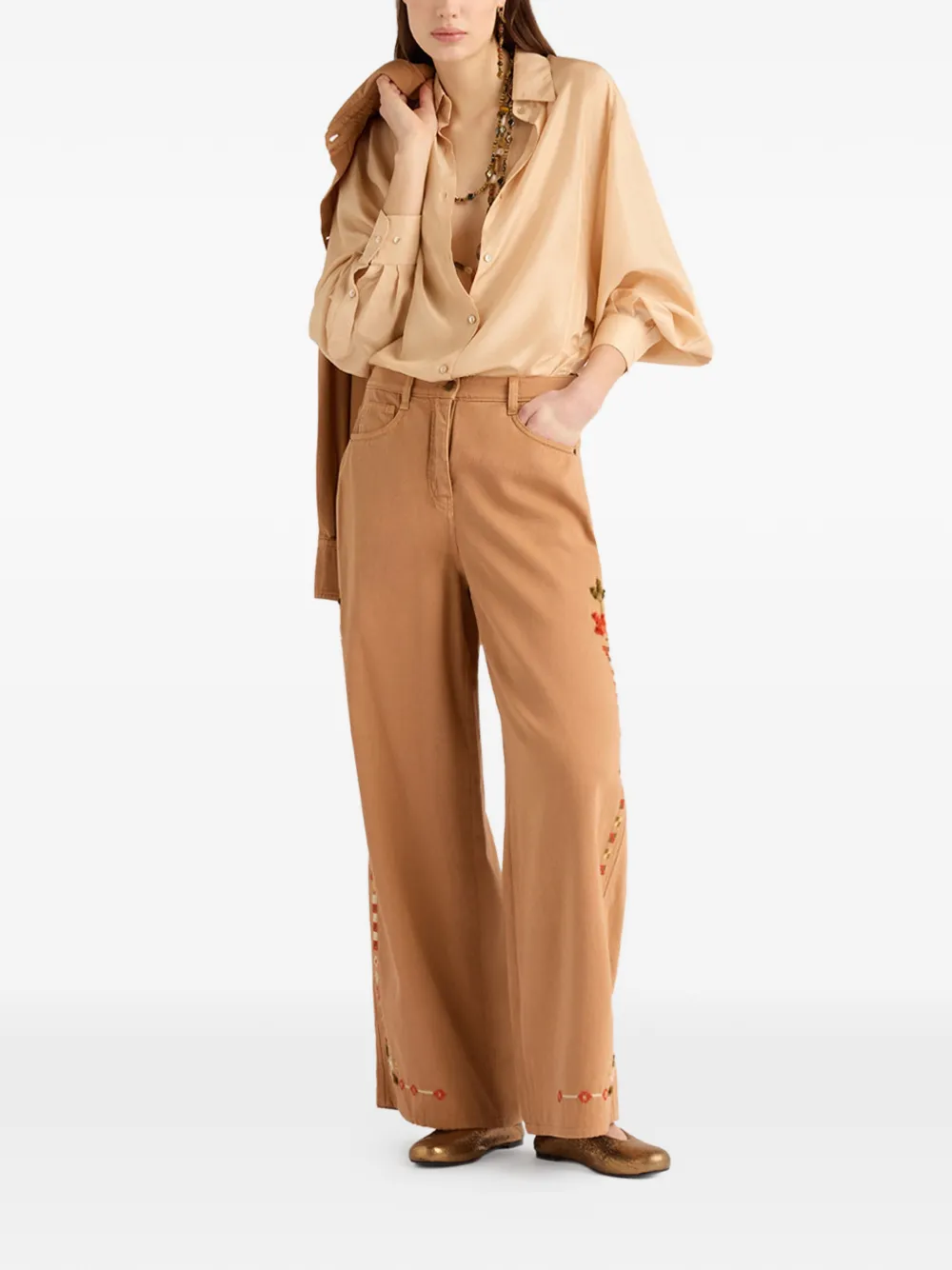 MOMONÌ Akemi blouse met lange mouwen Beige