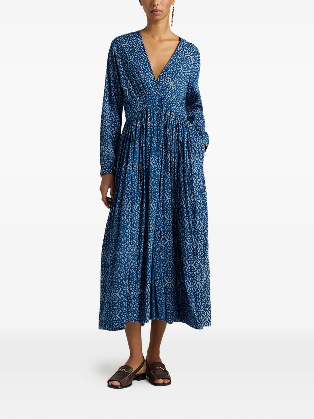 MOMONÌ Jurk met V-hals Blauw