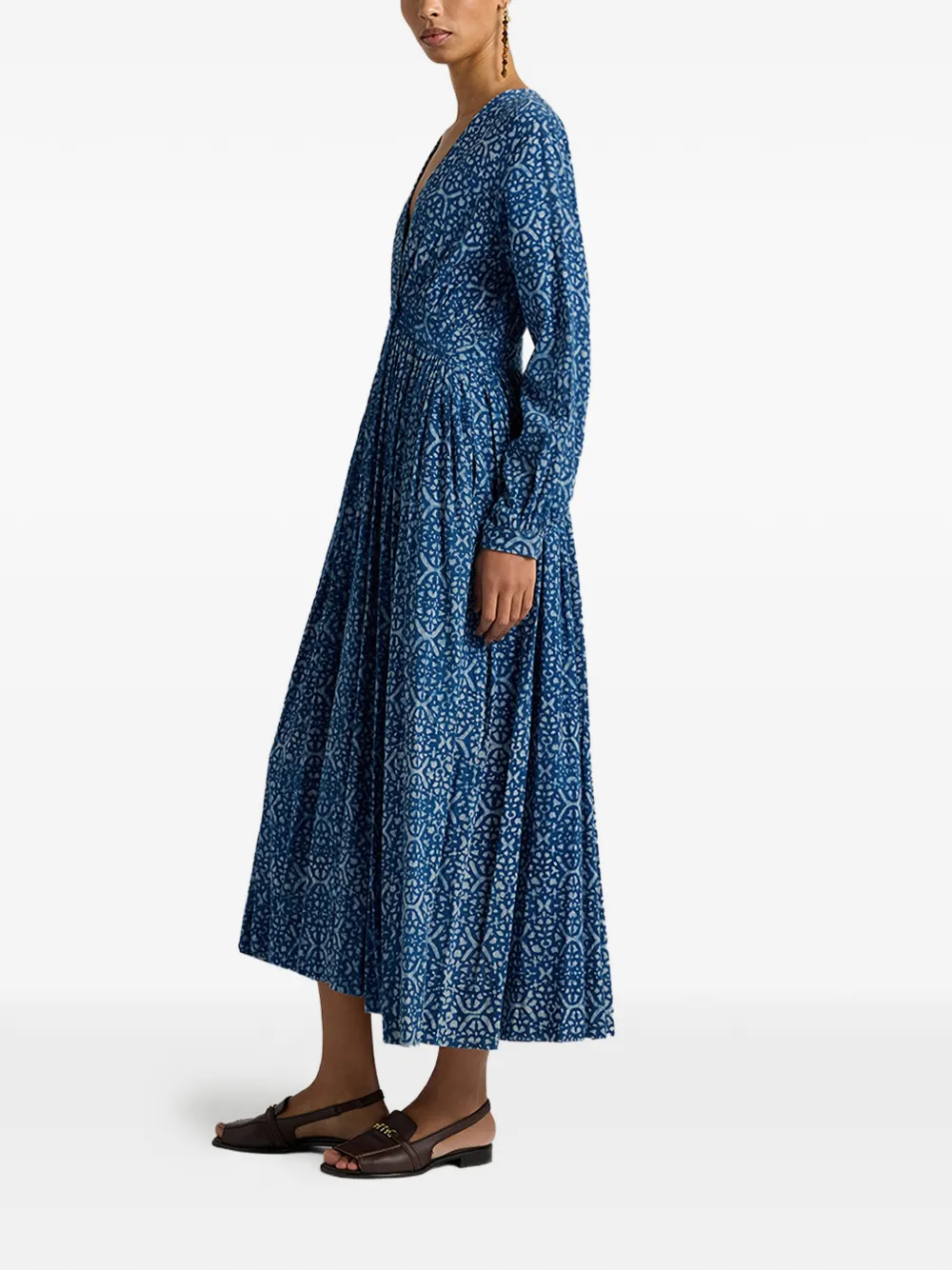 MOMONÌ Jurk met V-hals Blauw