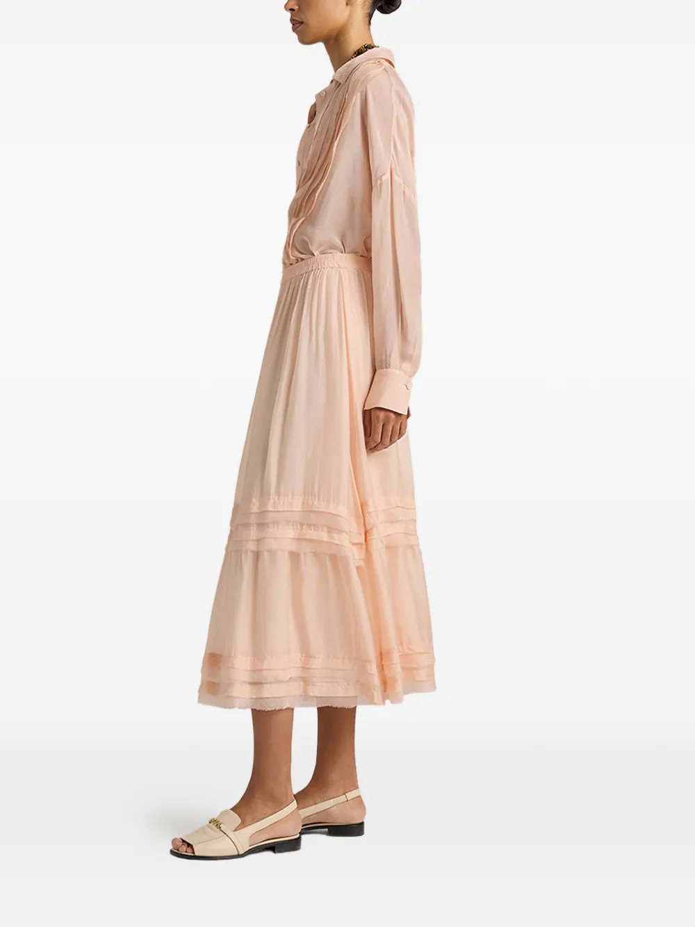 MOMONÌ Midi-rok met ruches Roze