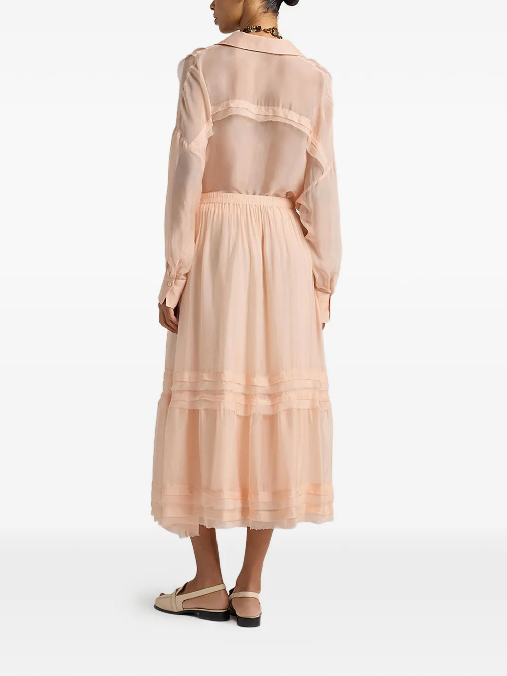 MOMONÌ Midi-rok met ruches Roze