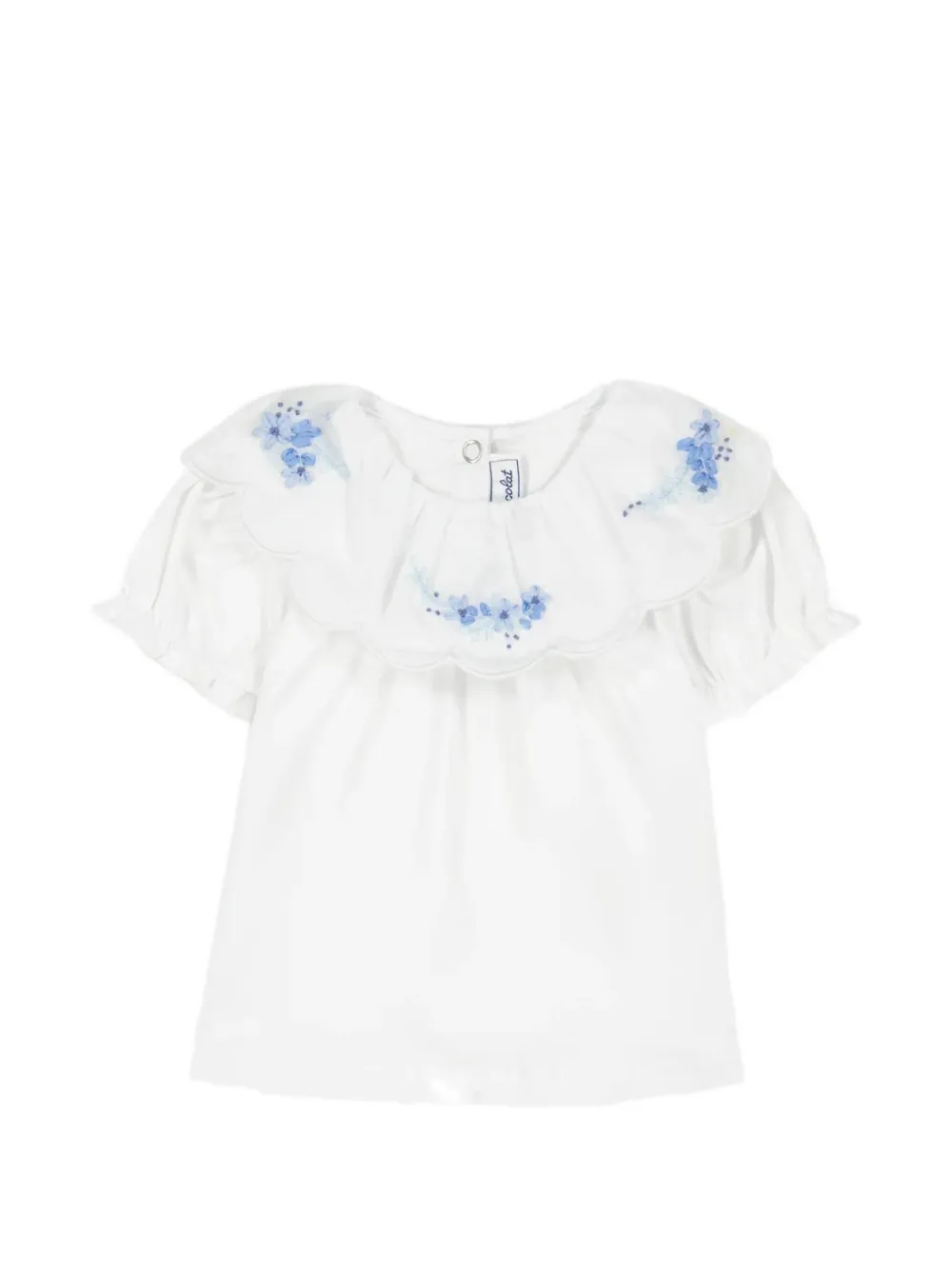 Tartine Et Chocolat ruffled embroidered T-shirt - Bianco