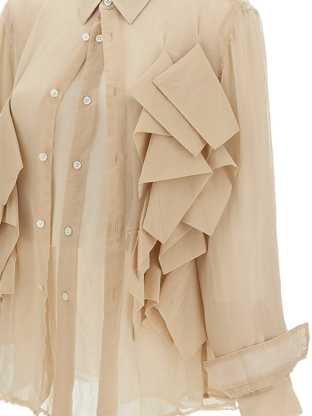 Comme Des Garçons Overhemd met ruches Beige