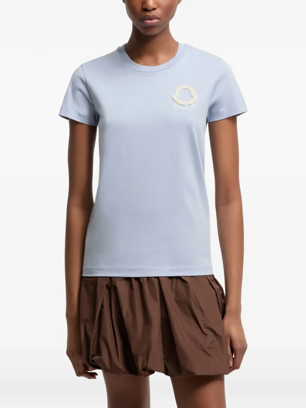 Moncler embroidered logo cotton T-shirt Blauw