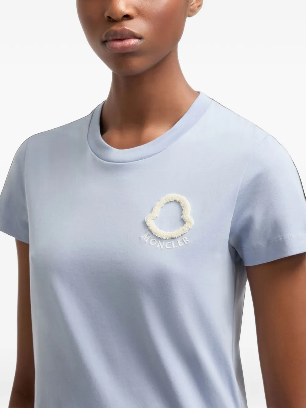 Moncler embroidered logo cotton T-shirt Blauw