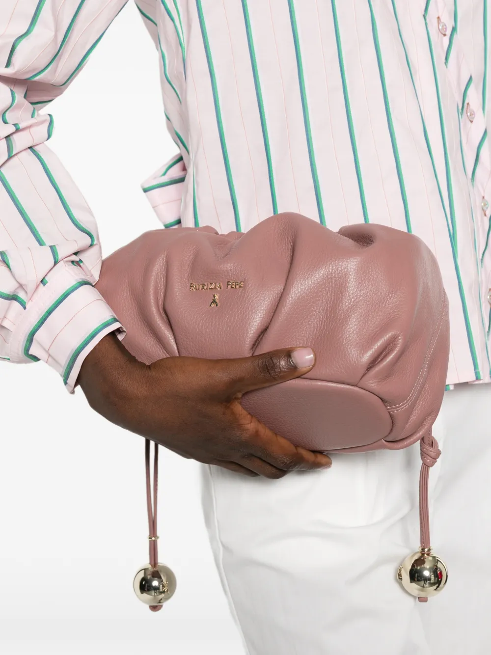 Patrizia Pepe Leren clutch Roze