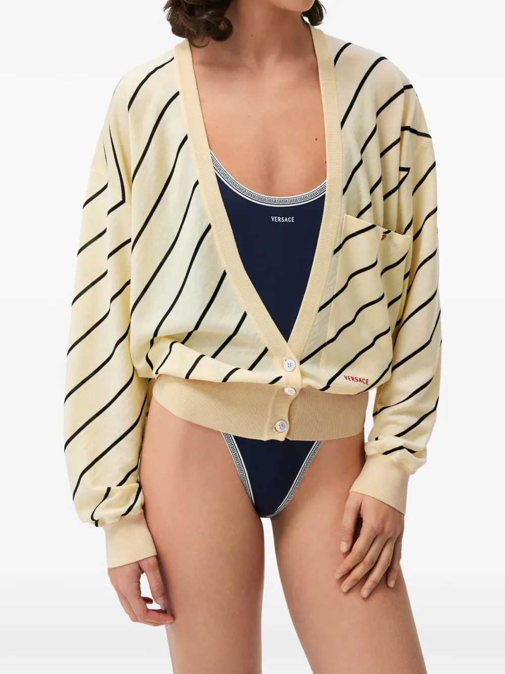 Versace Vest met diagonale streep Geel