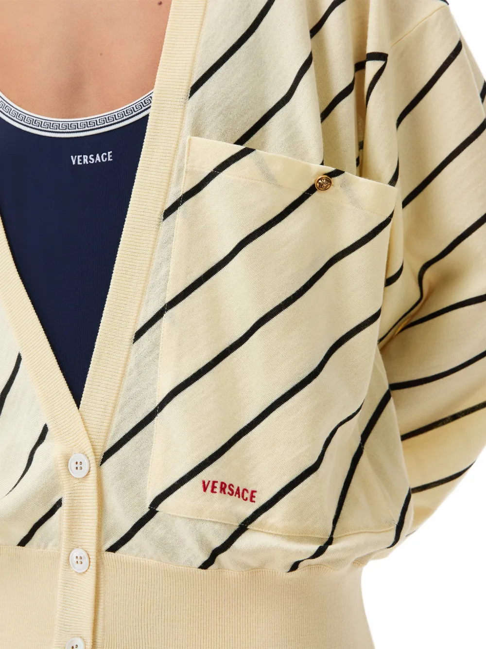 Versace Vest met diagonale streep Geel