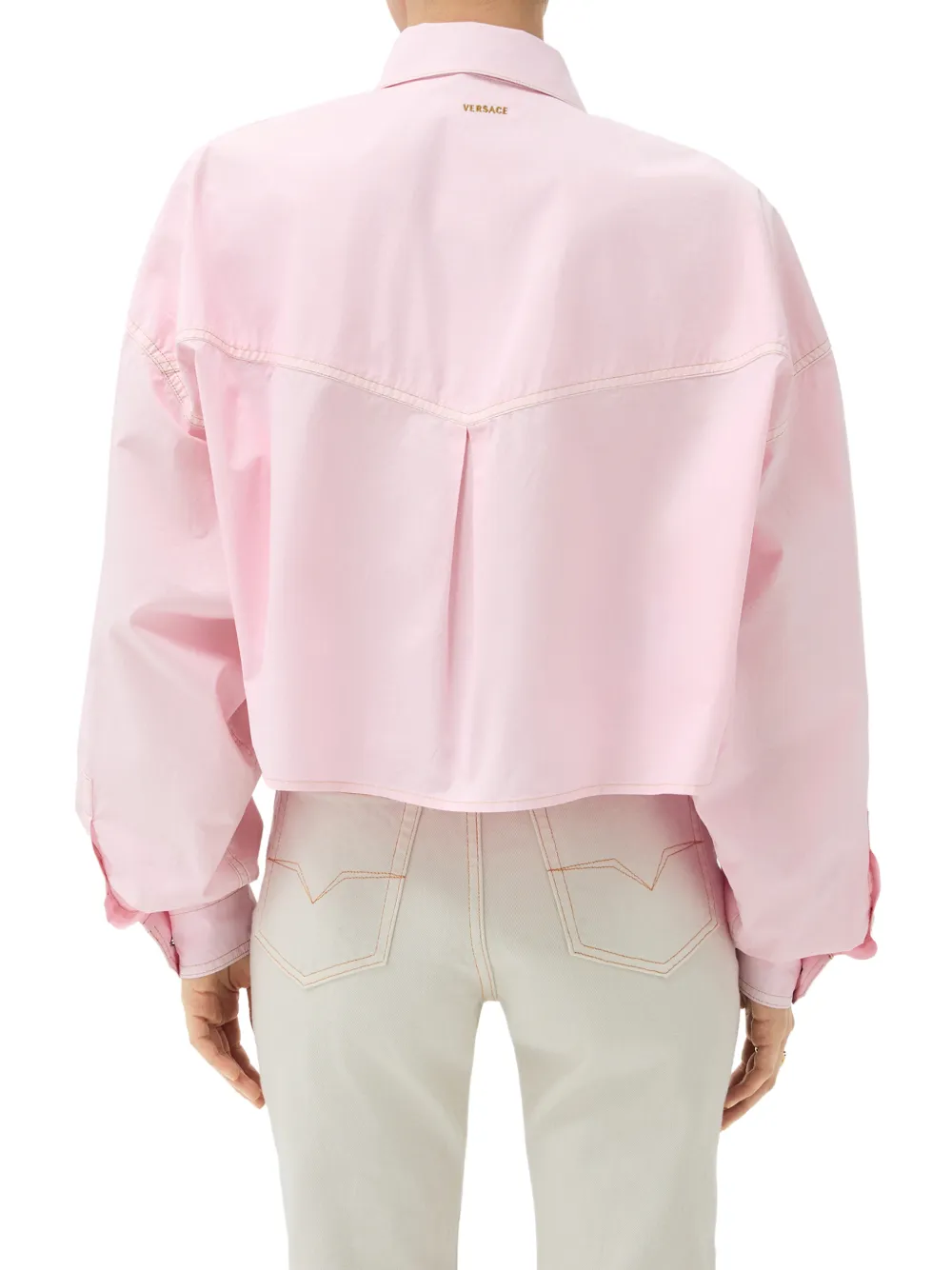 Versace Popeline cropped blouse Roze