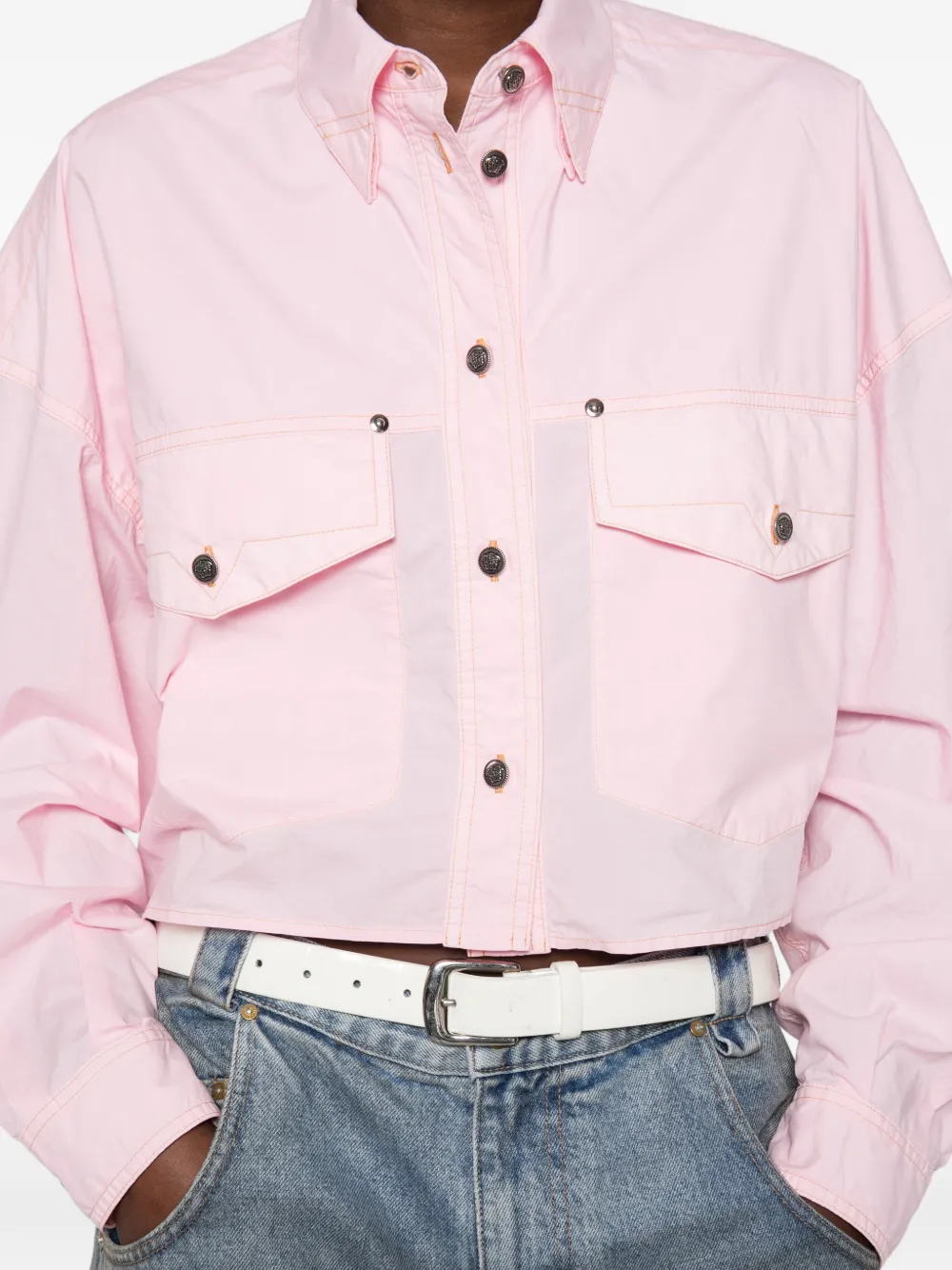 Versace Popeline cropped blouse Roze