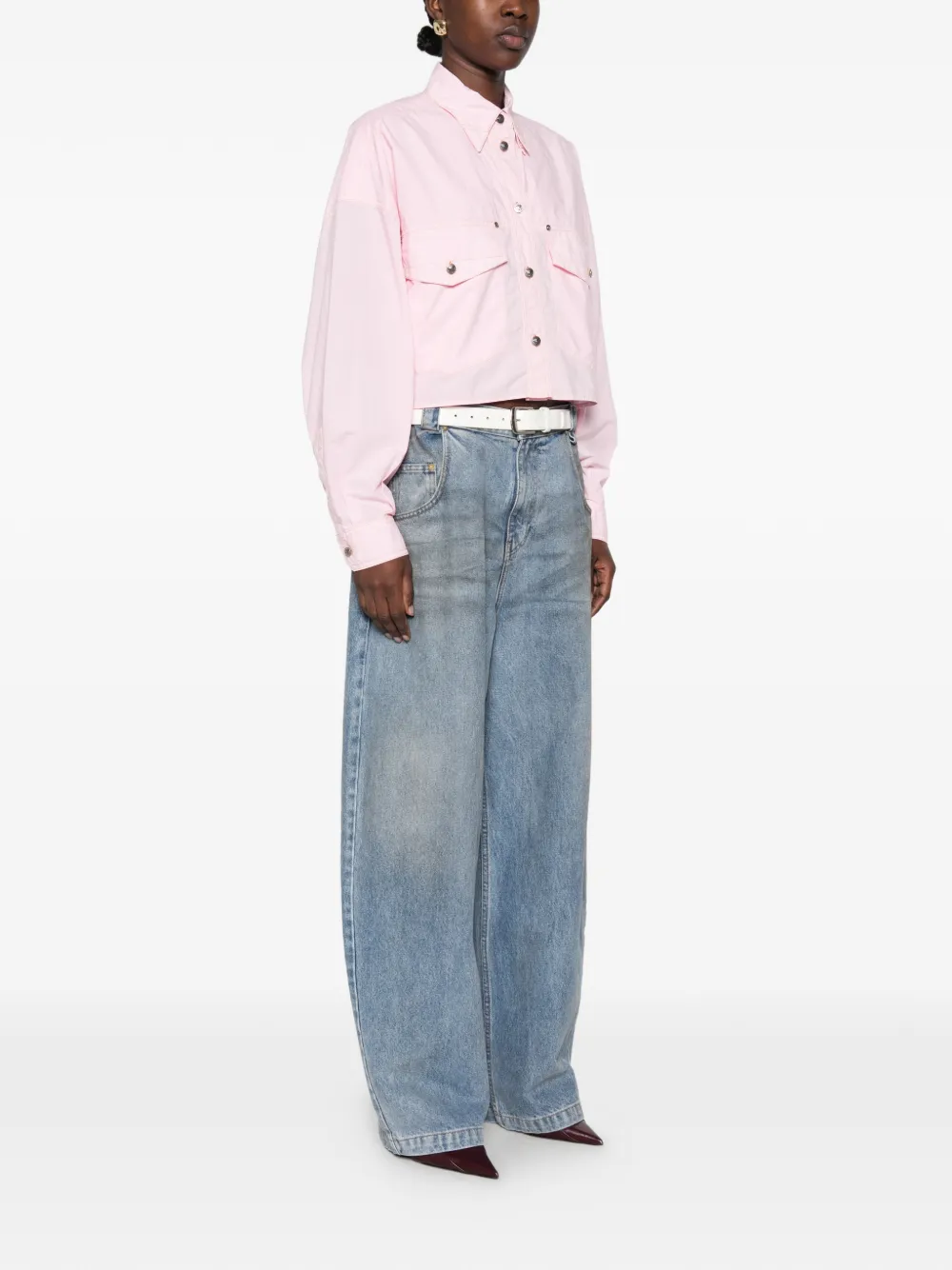Versace Popeline cropped blouse Roze