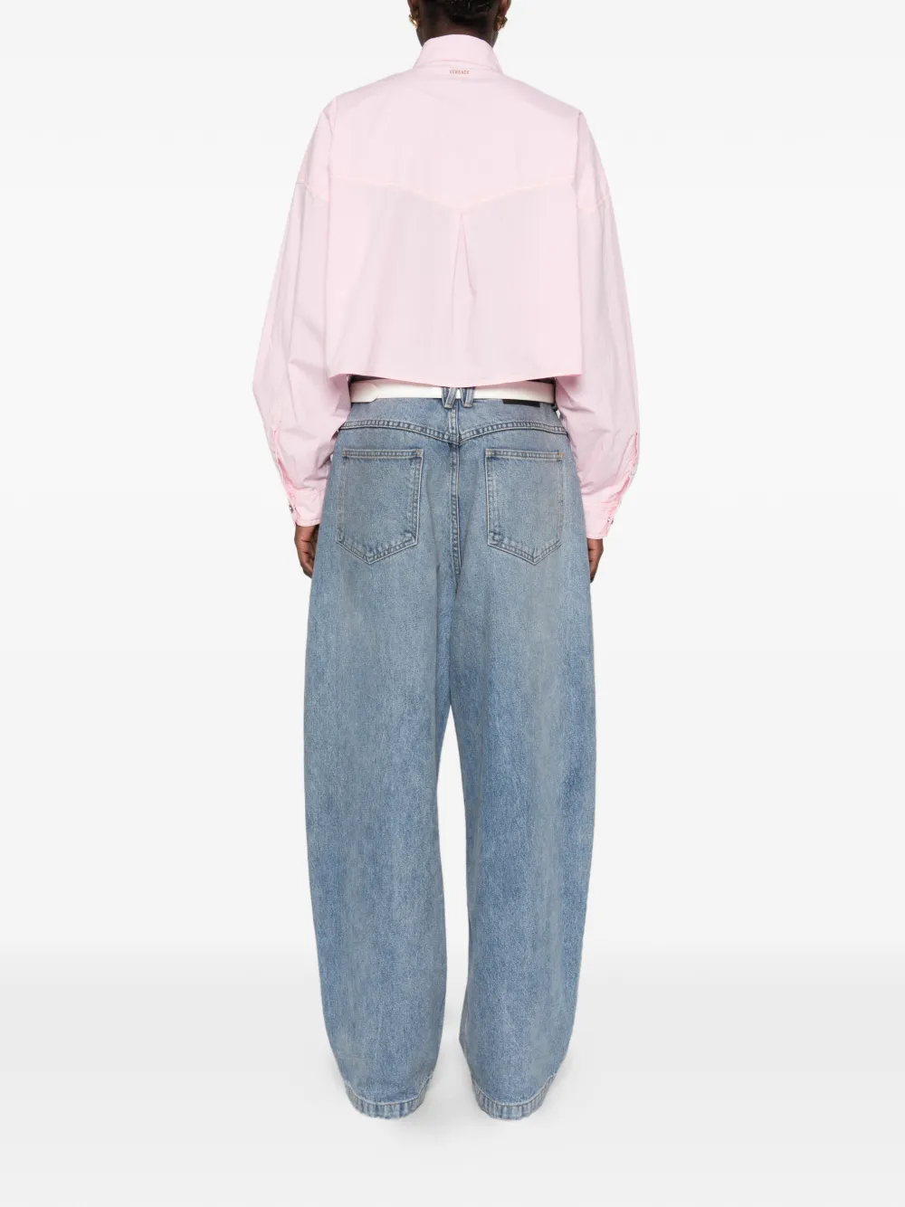 Versace Popeline cropped blouse Roze