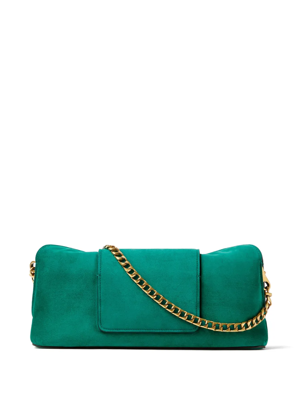 Versace Vivian Embroidered Suede Clutch in Green, view 4
