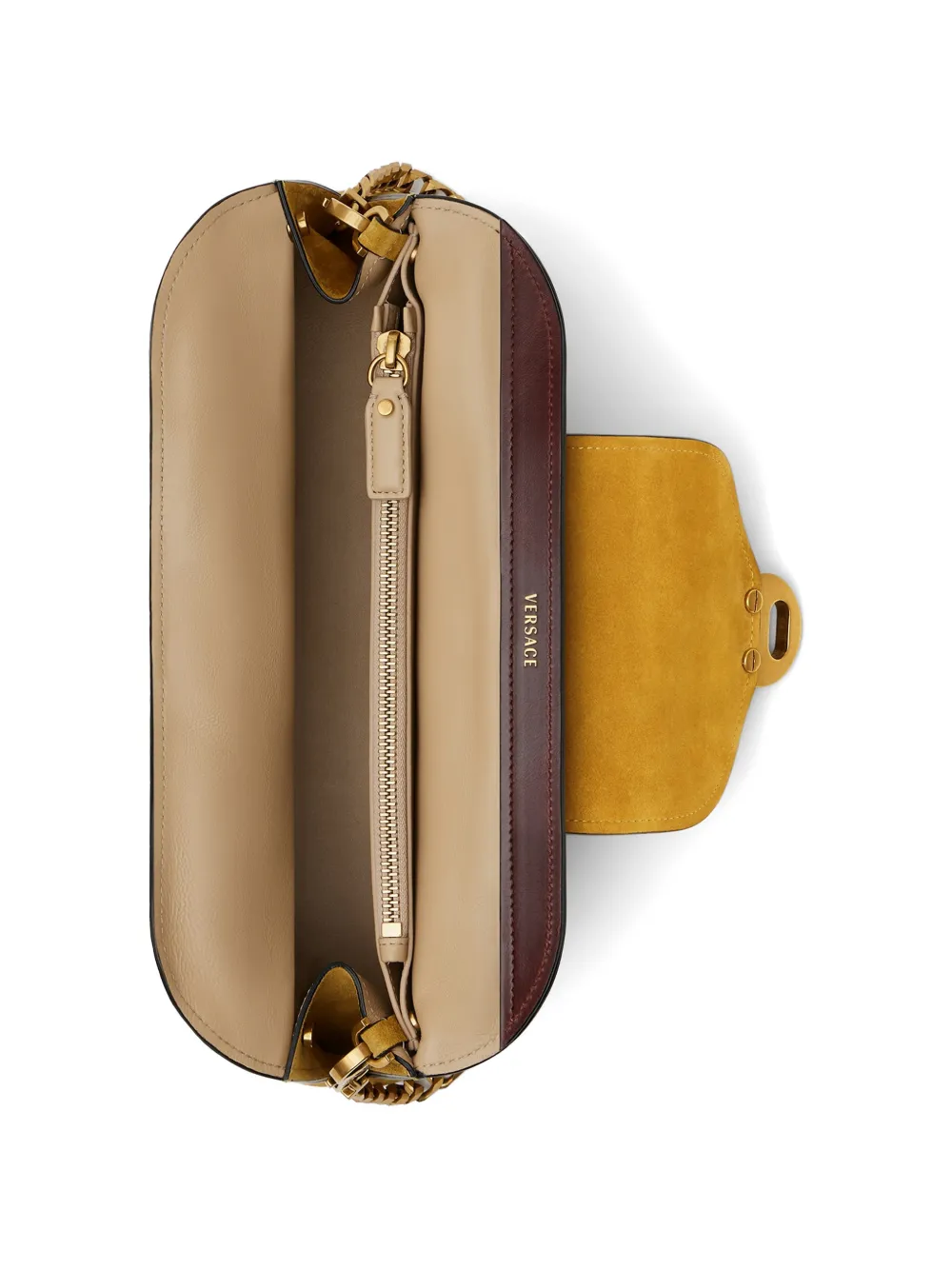 Versace Vivian suède clutch bag Geel