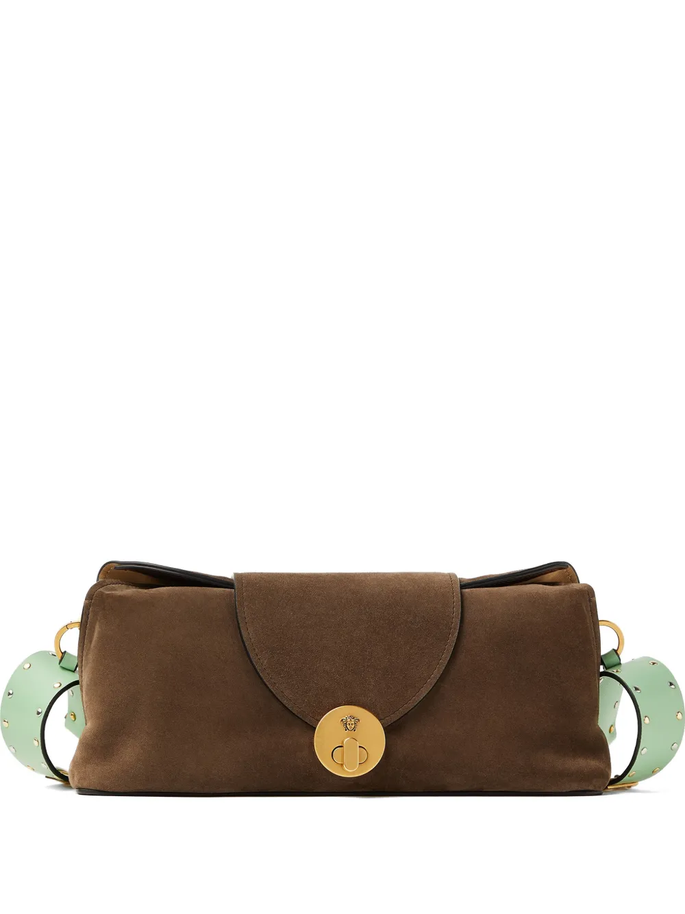 Versace Clutch Vivian in pelle scamosciata con decorazione - Marrone