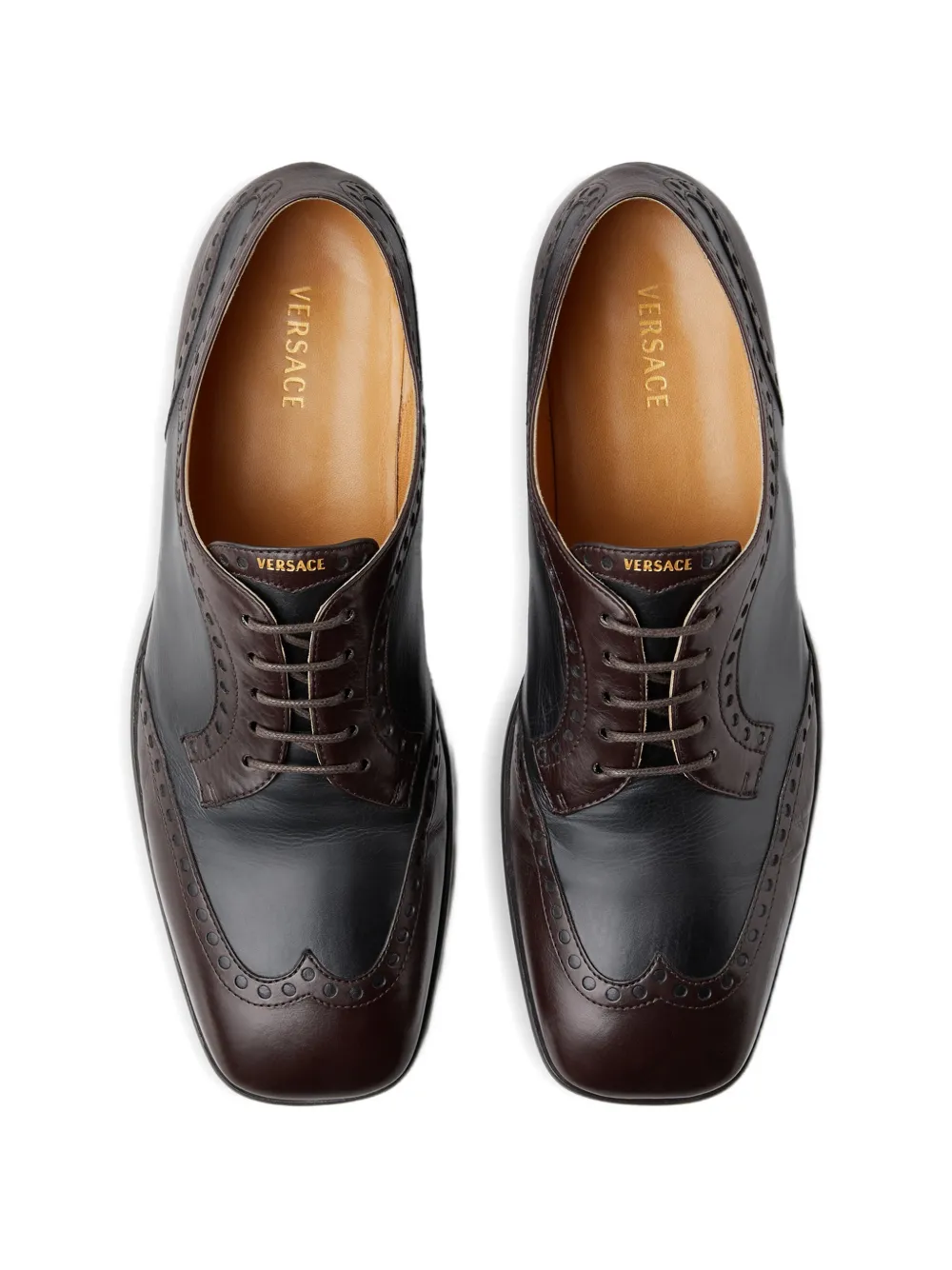 Versace Mick leren derby schoenen Bruin