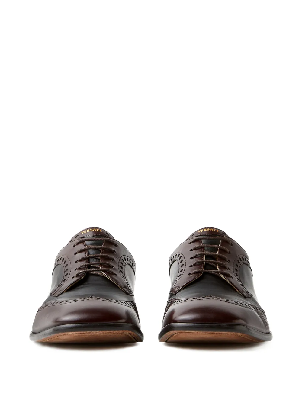 Versace Mick leren derby schoenen Bruin