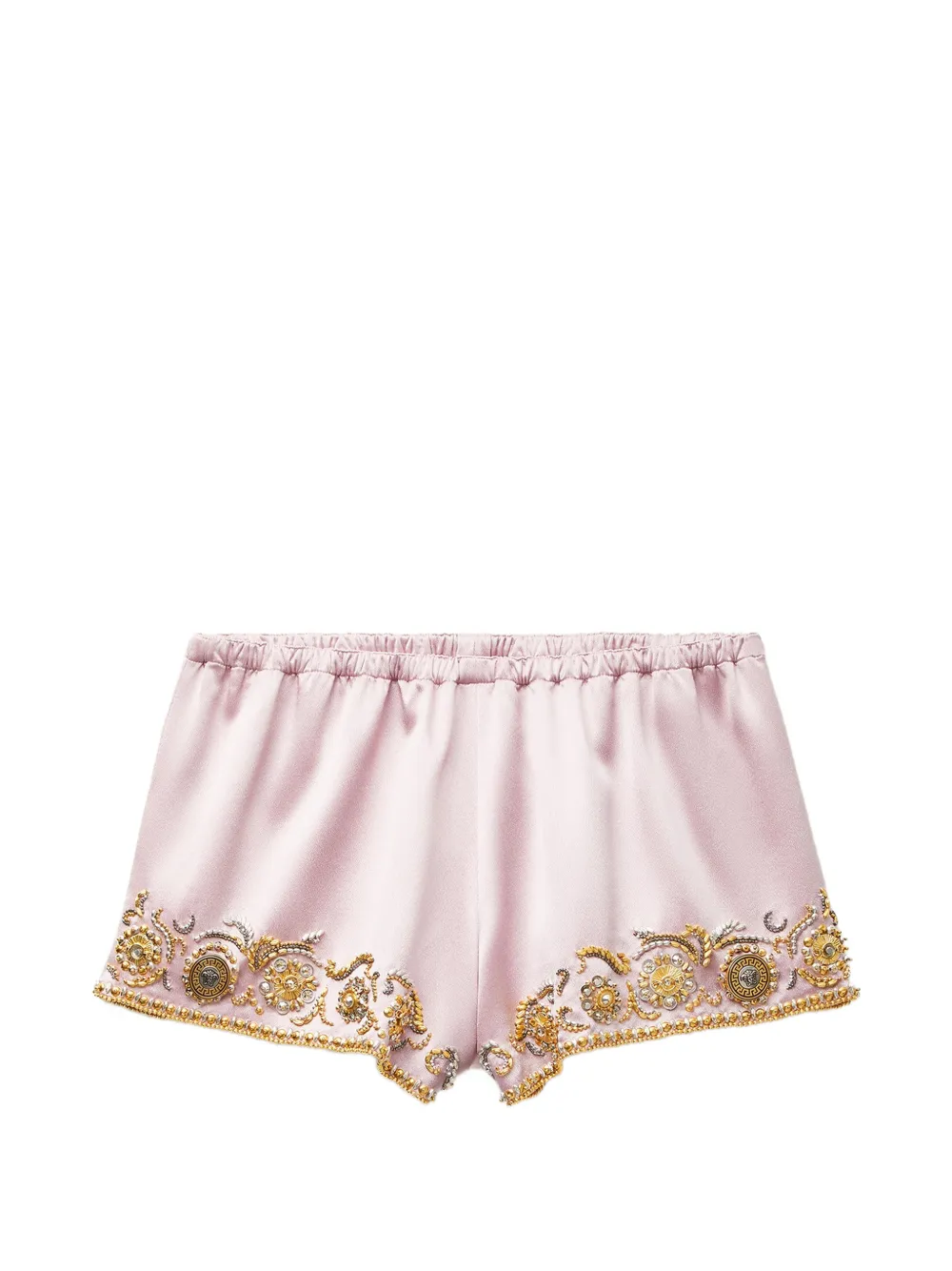 Versace Shorts in cady di seta con ricamo - Rosa