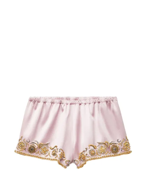 Versace shorts de seda satinados con bordado