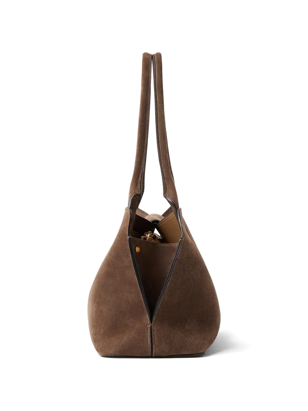 Versace Vivian East-West suède schoudertas Bruin