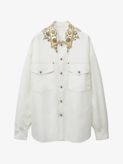 Versace embroidered cotton-poplin shirt