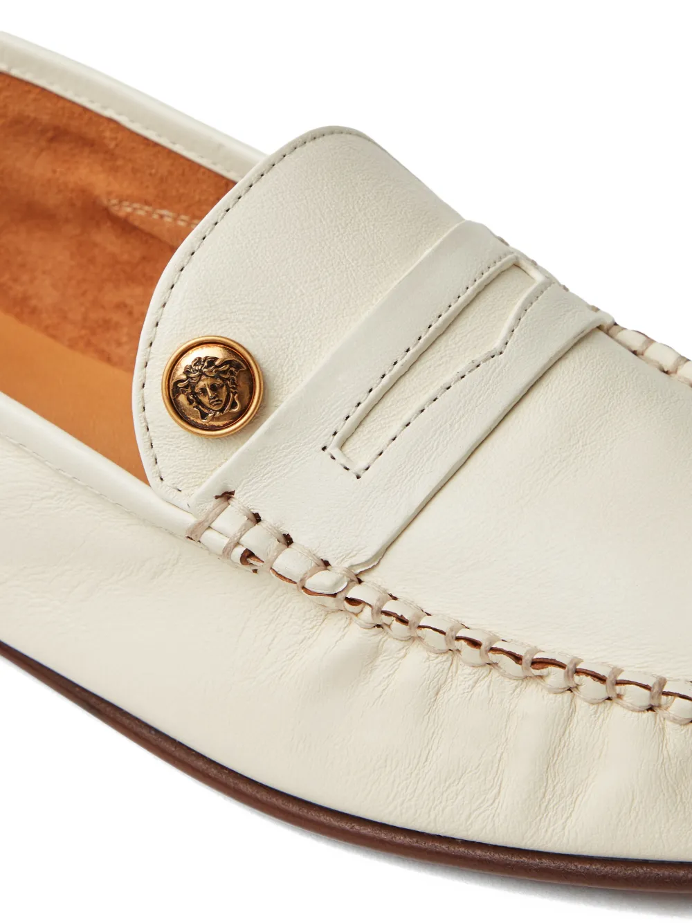 Versace Guanto leren loafers Beige