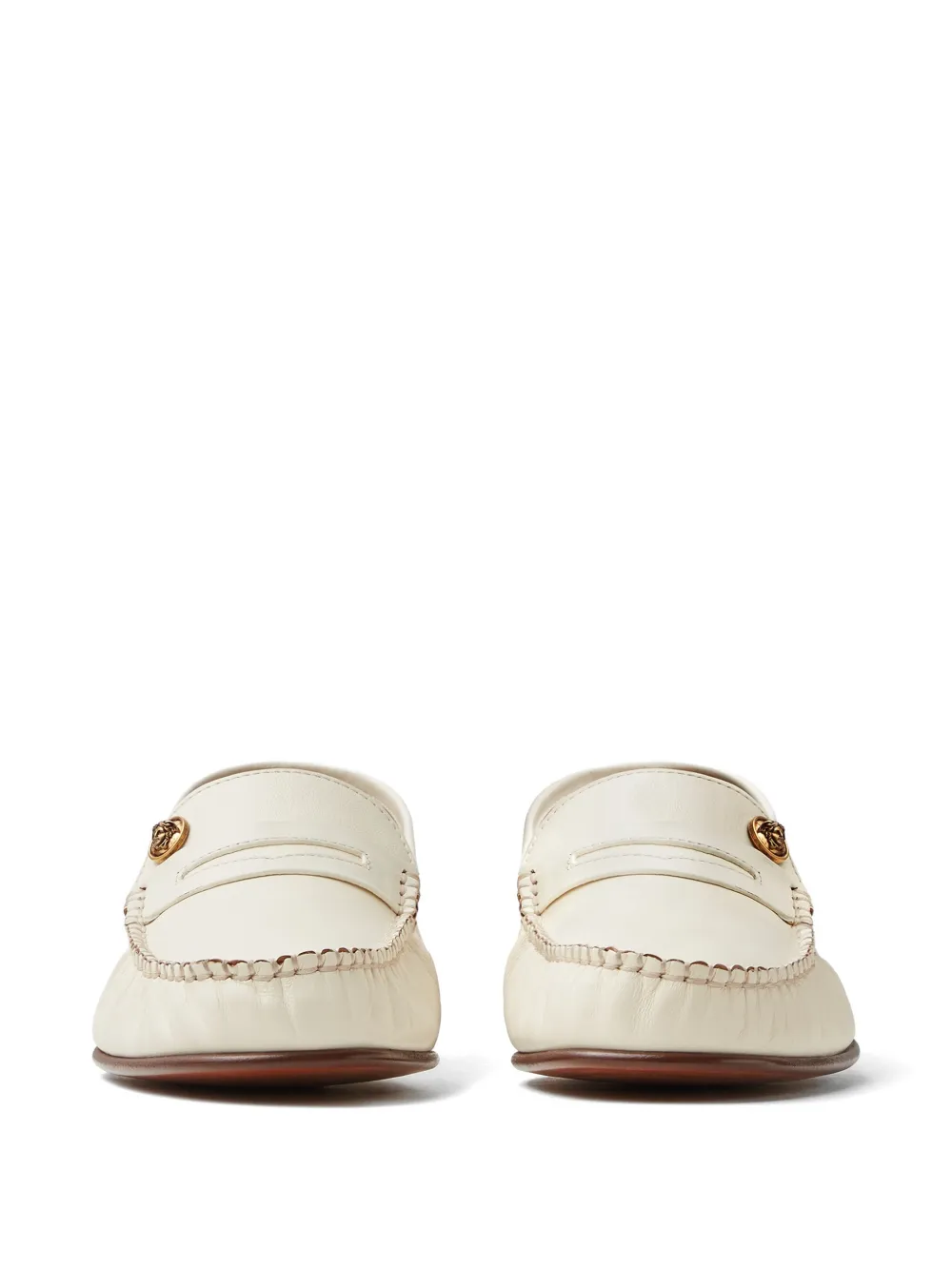 Versace Guanto leren loafers Beige