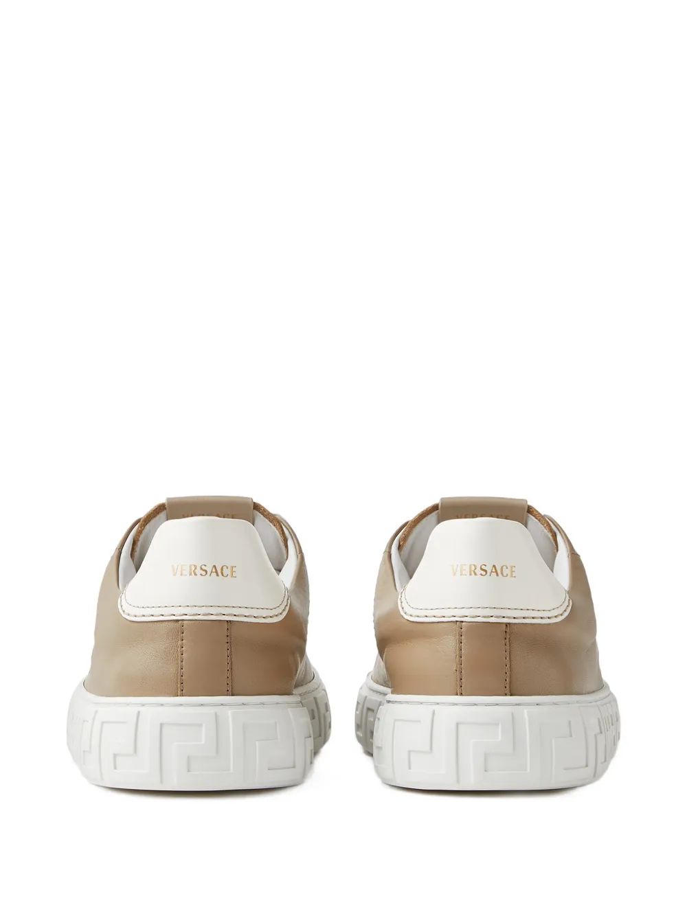 Versace Greca leren sneakers Beige