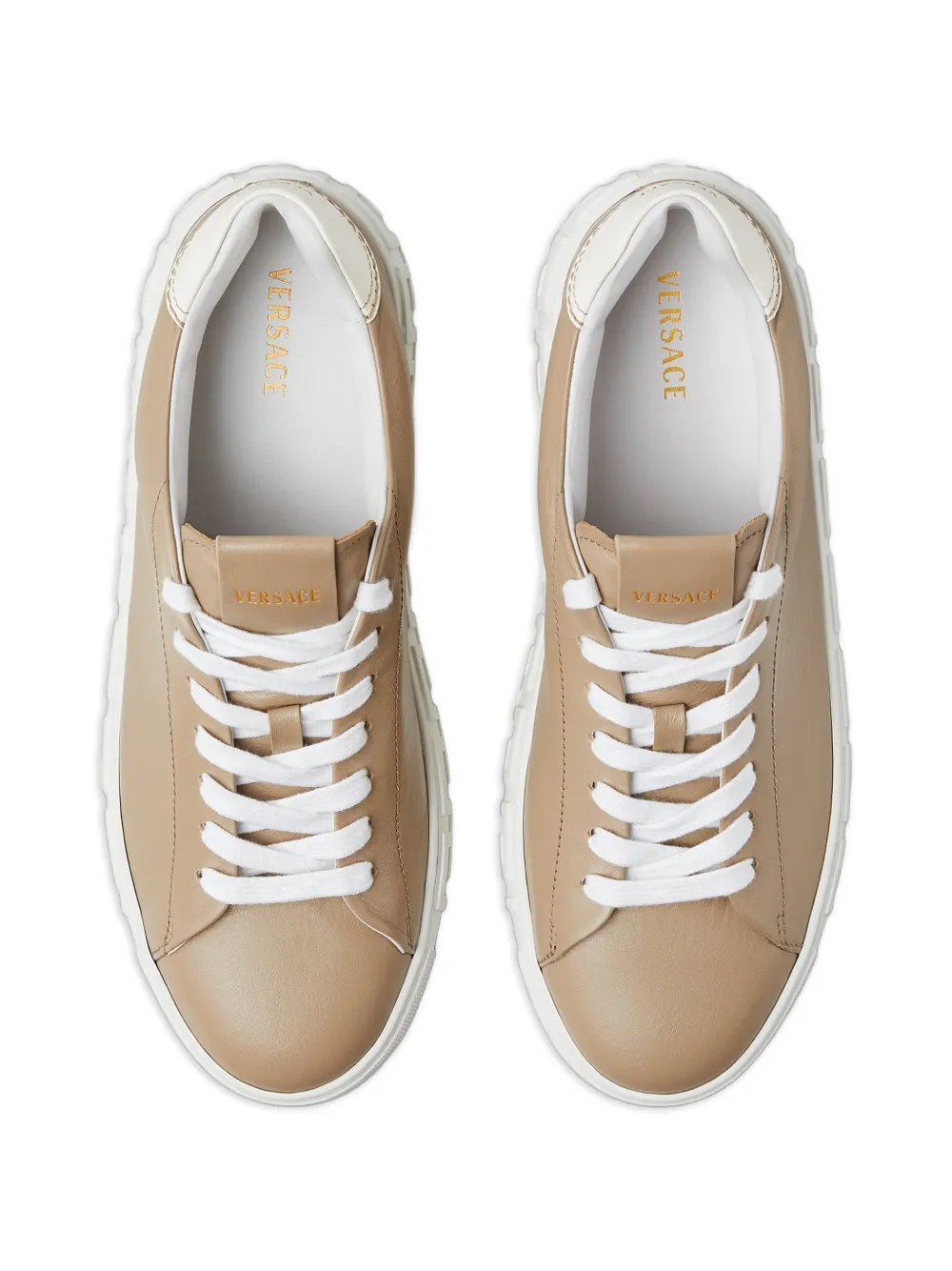 Versace Greca leren sneakers Beige