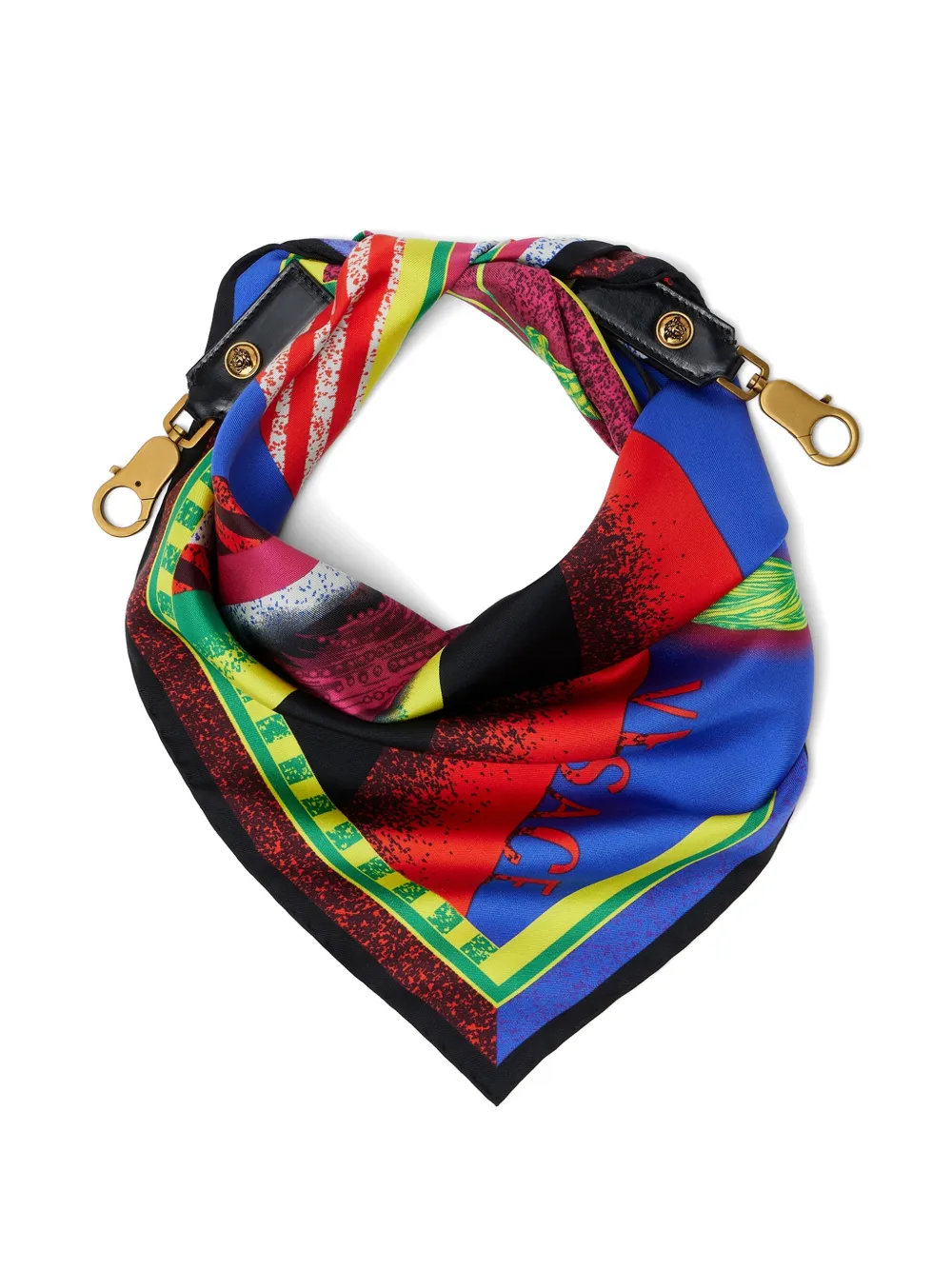 Versace Zijden sjaal bedel met print 55 cm Blauw