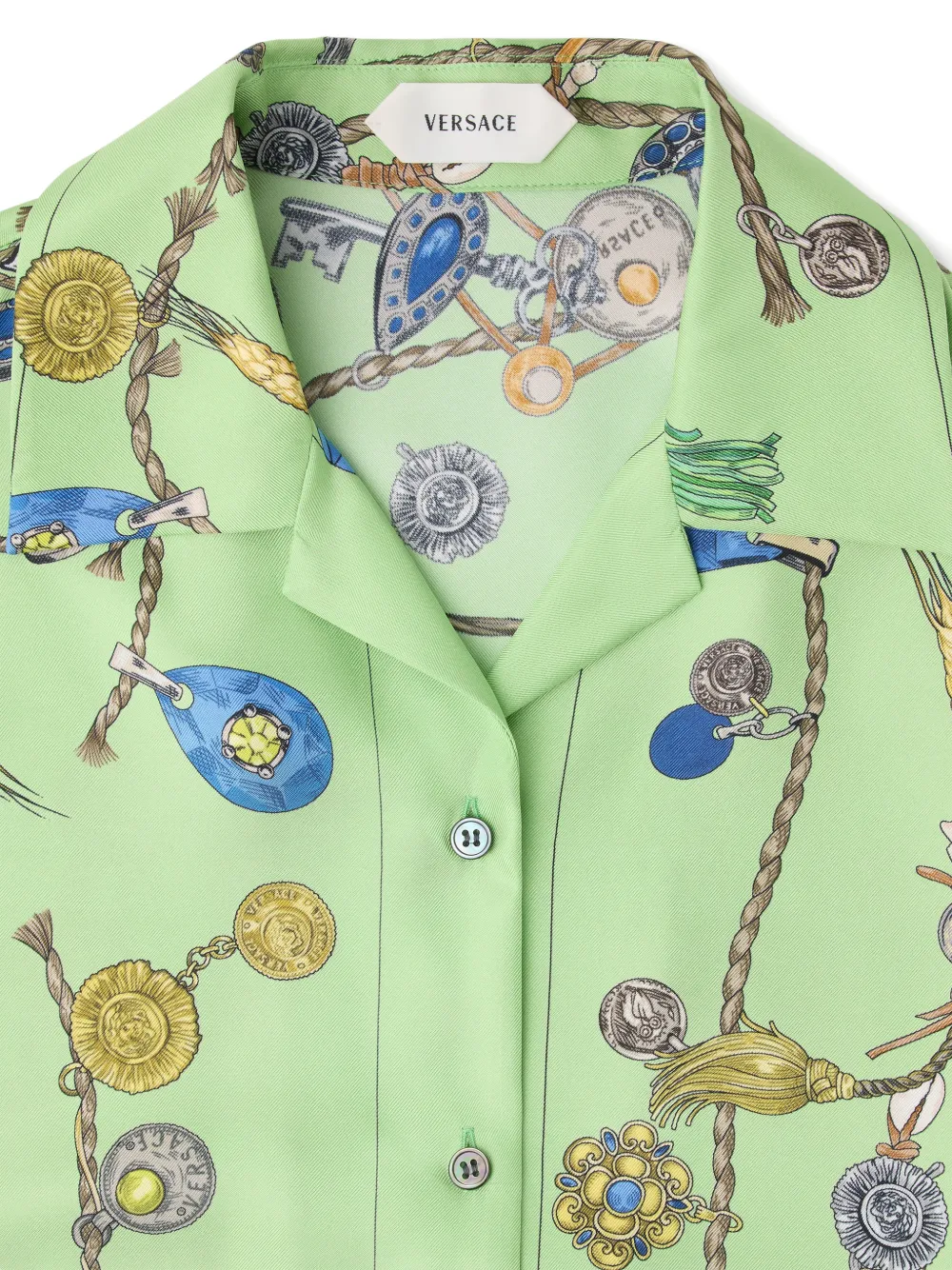  Versace Chemise En Sergé De Soie Imprimé - Vert 
