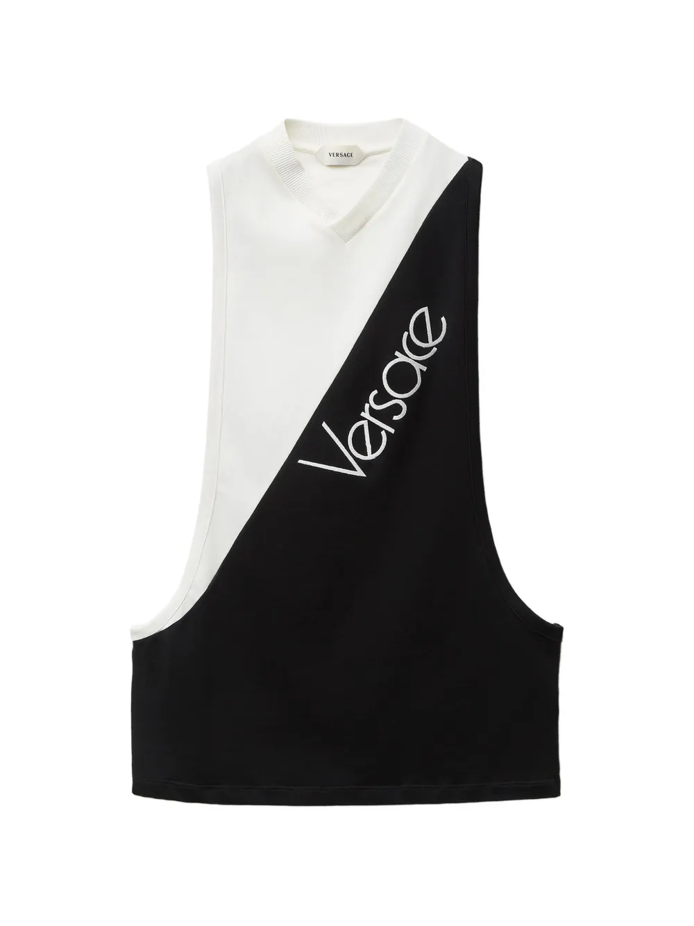 Versace Canotta in jersey di cotone con logo - Nero