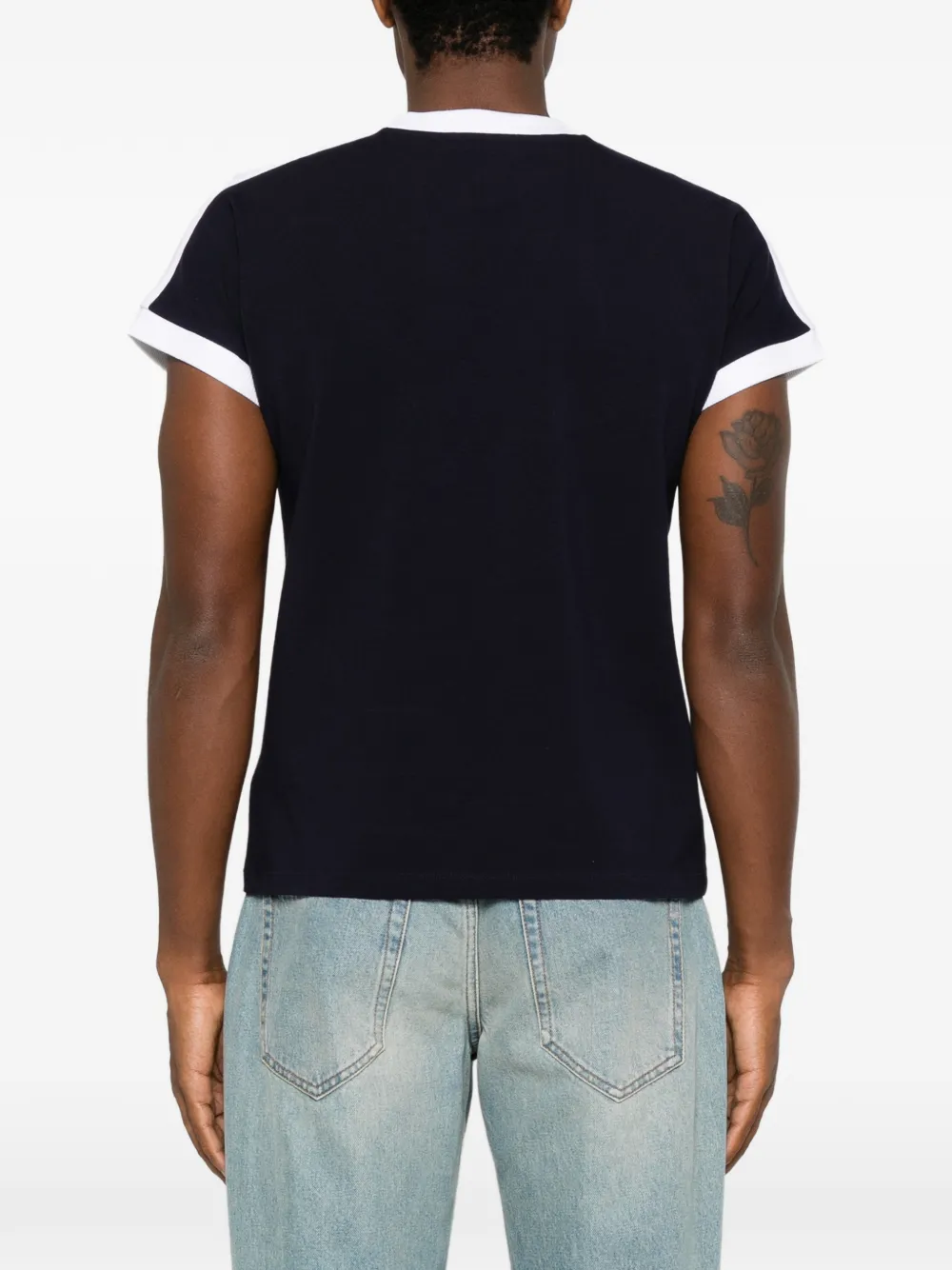 Versace Stretch katoenen-jersey T-shirt met geborduurd logo Blauw