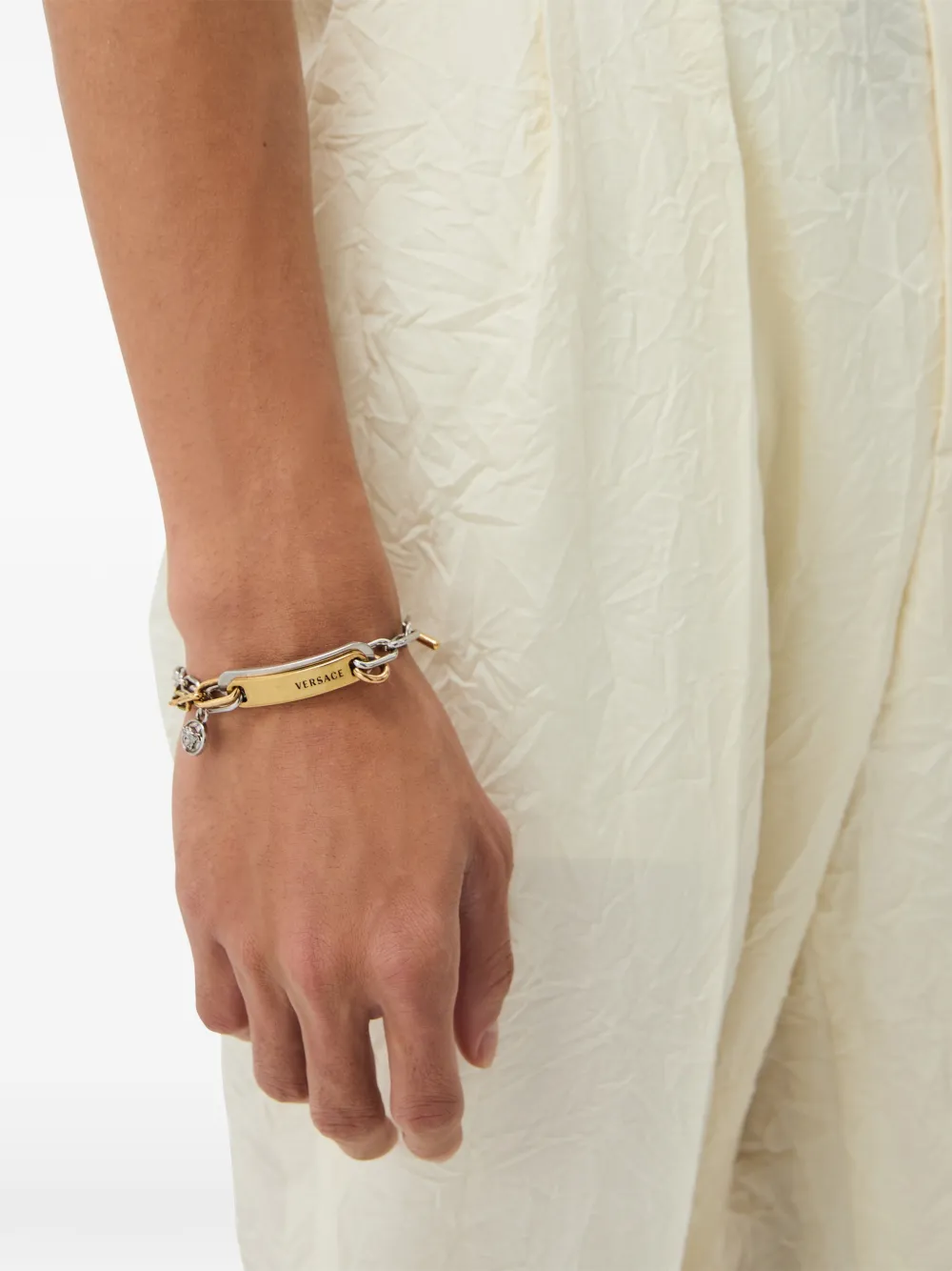 Versace Logo Tag Bracelet In Multi