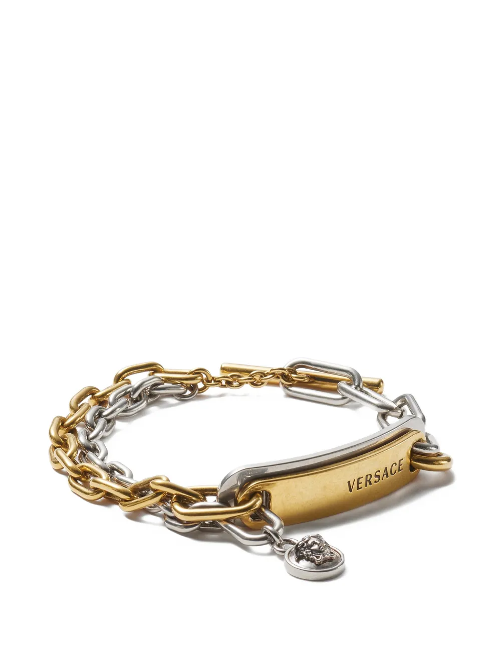 Versace Logo Tag Bracelet In Multi