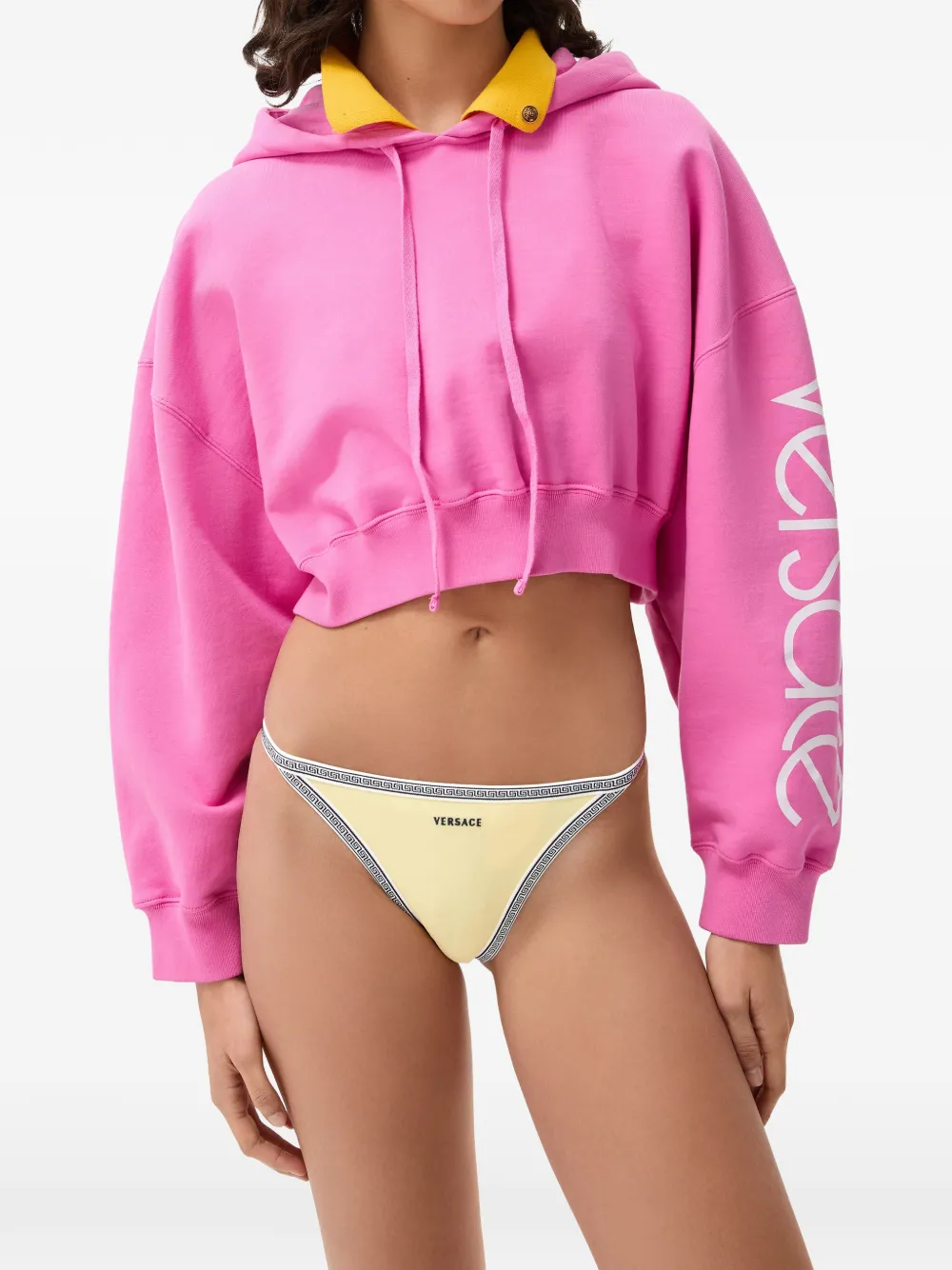 Versace Bikinislip met geborduurd logo Geel