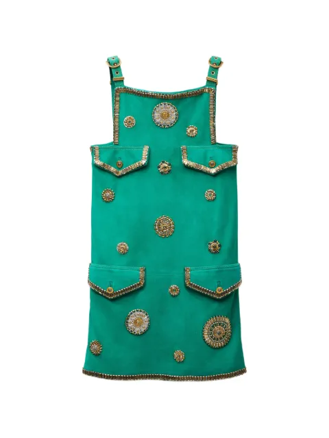 Versace embroidered suede mini dress