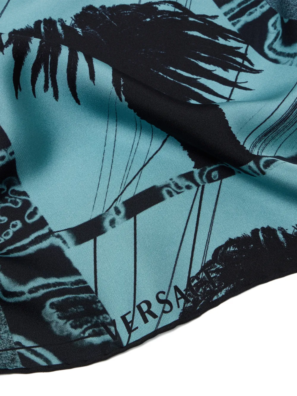 Versace Zijden twill sjaal met print Blauw