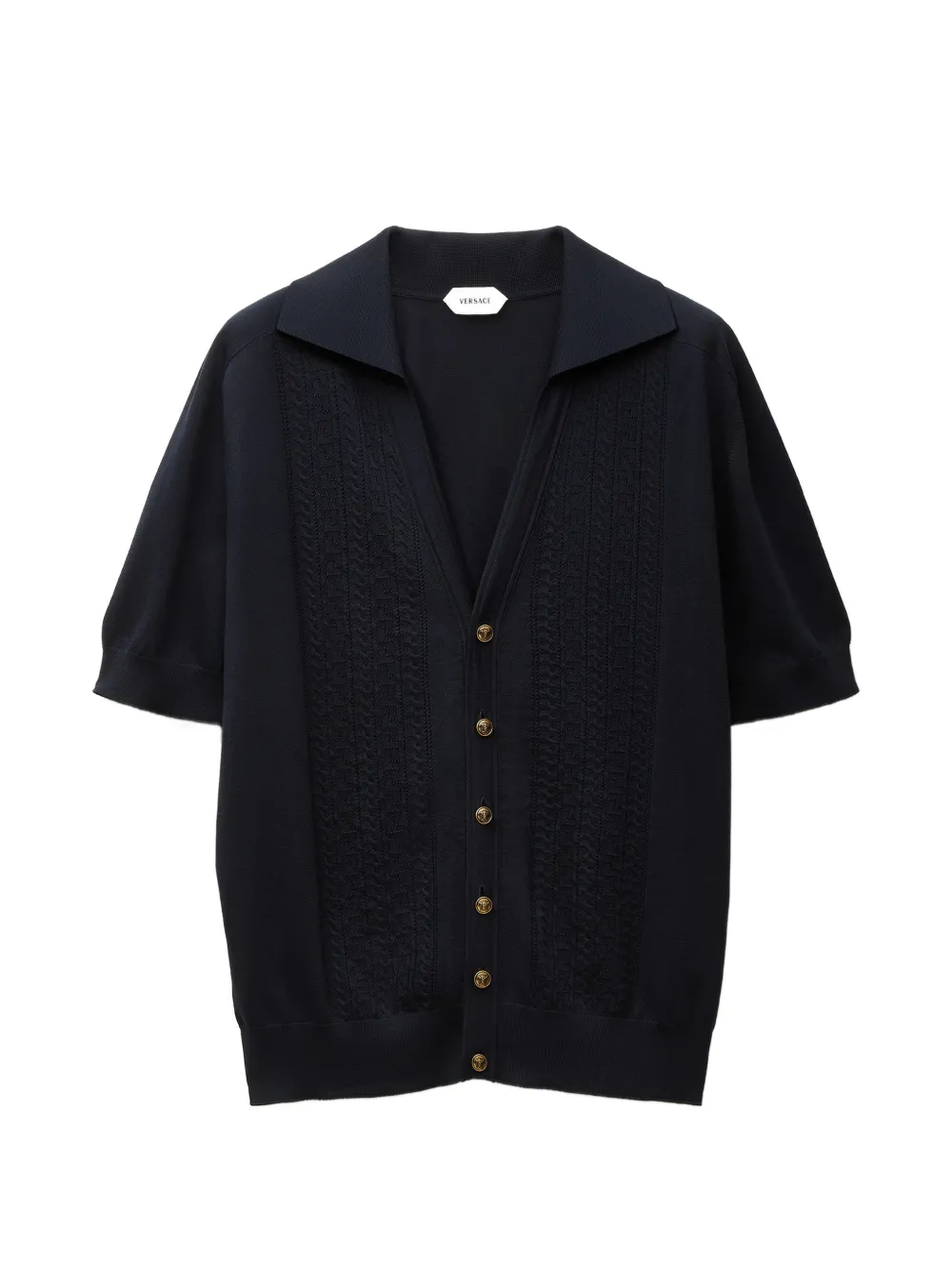 Versace silk-cotton knit polo - Blu