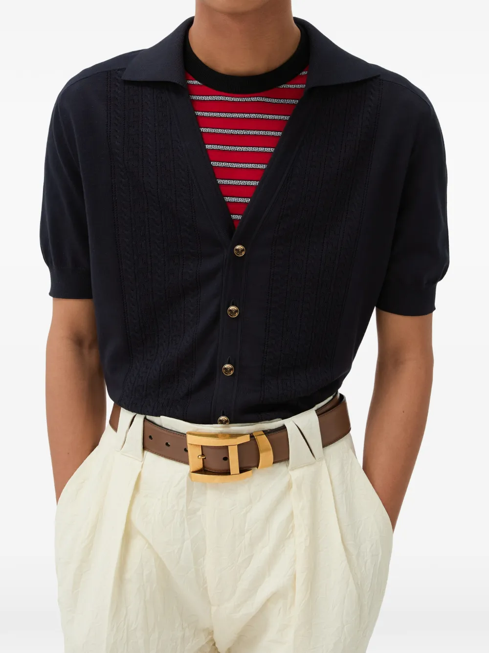  Versace Polo De Punto - Azul 