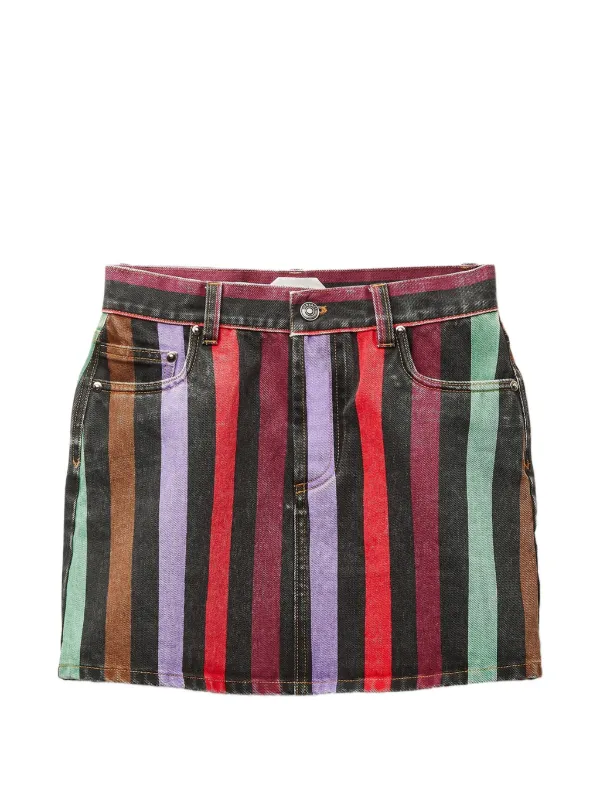 Versace Striped Denim Mini Skirt in Black