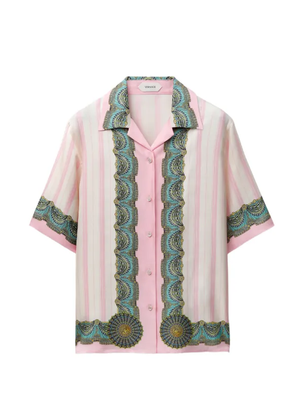 Versace Printed Silk Twill Shirt in Pink