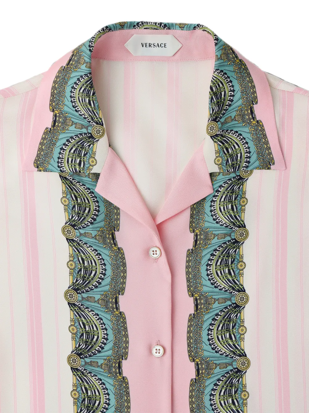 Versace Zijden twill blouse met print Roze