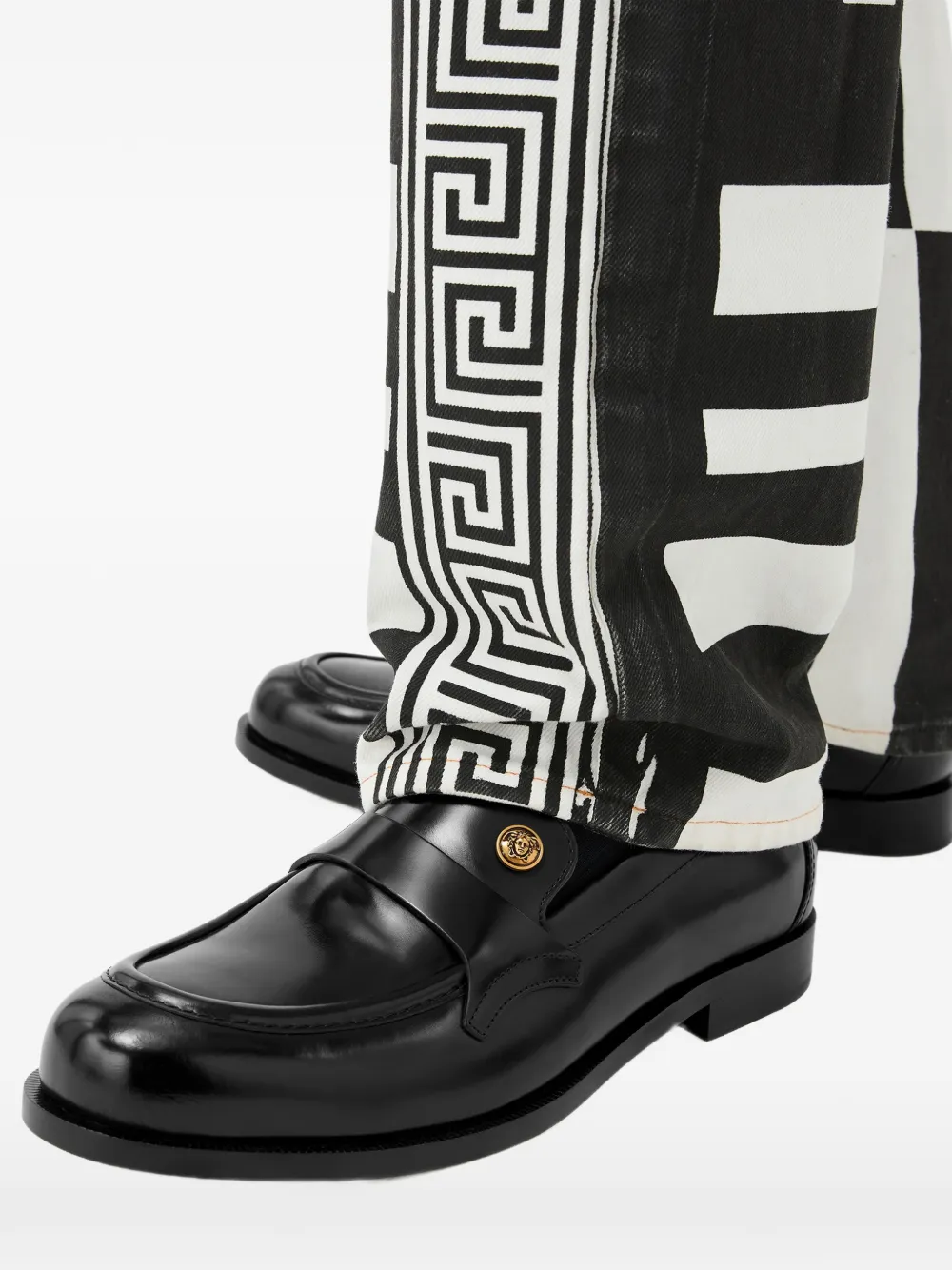 Versace Manu leren loafers Zwart