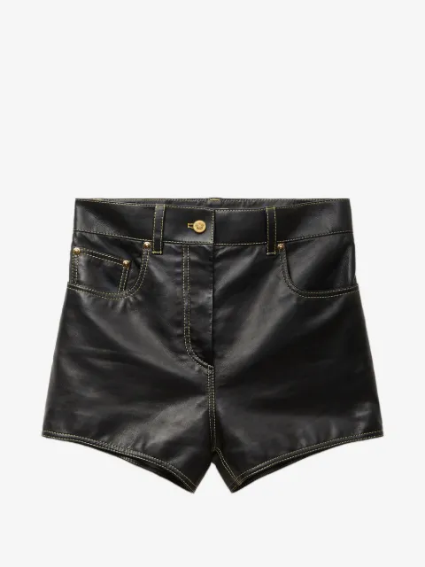 Versace belt-loops leather shorts