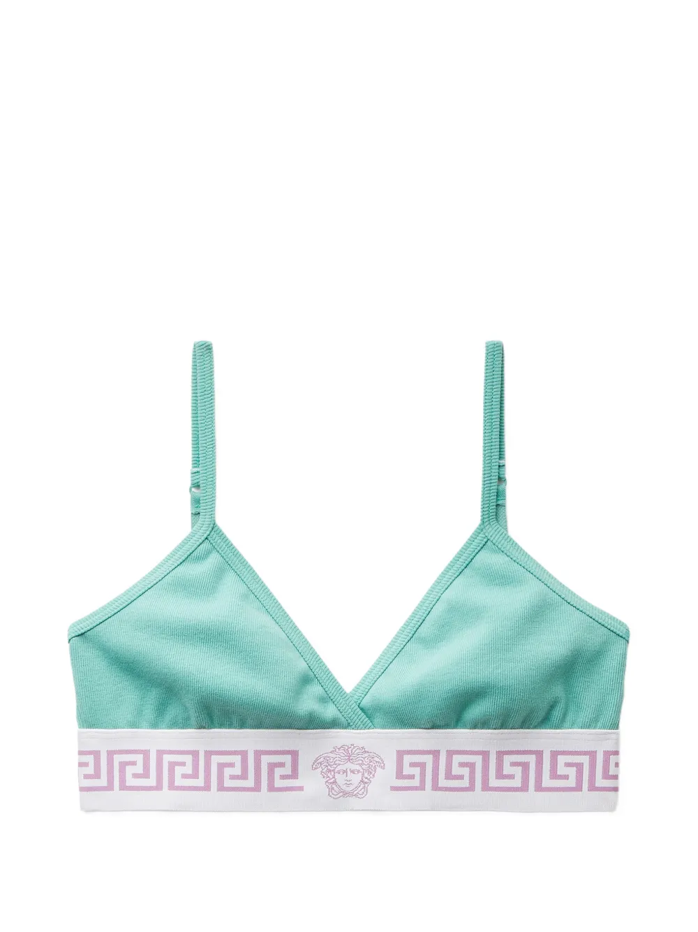 Versace Bralette in jersey di cotone a coste - Blu