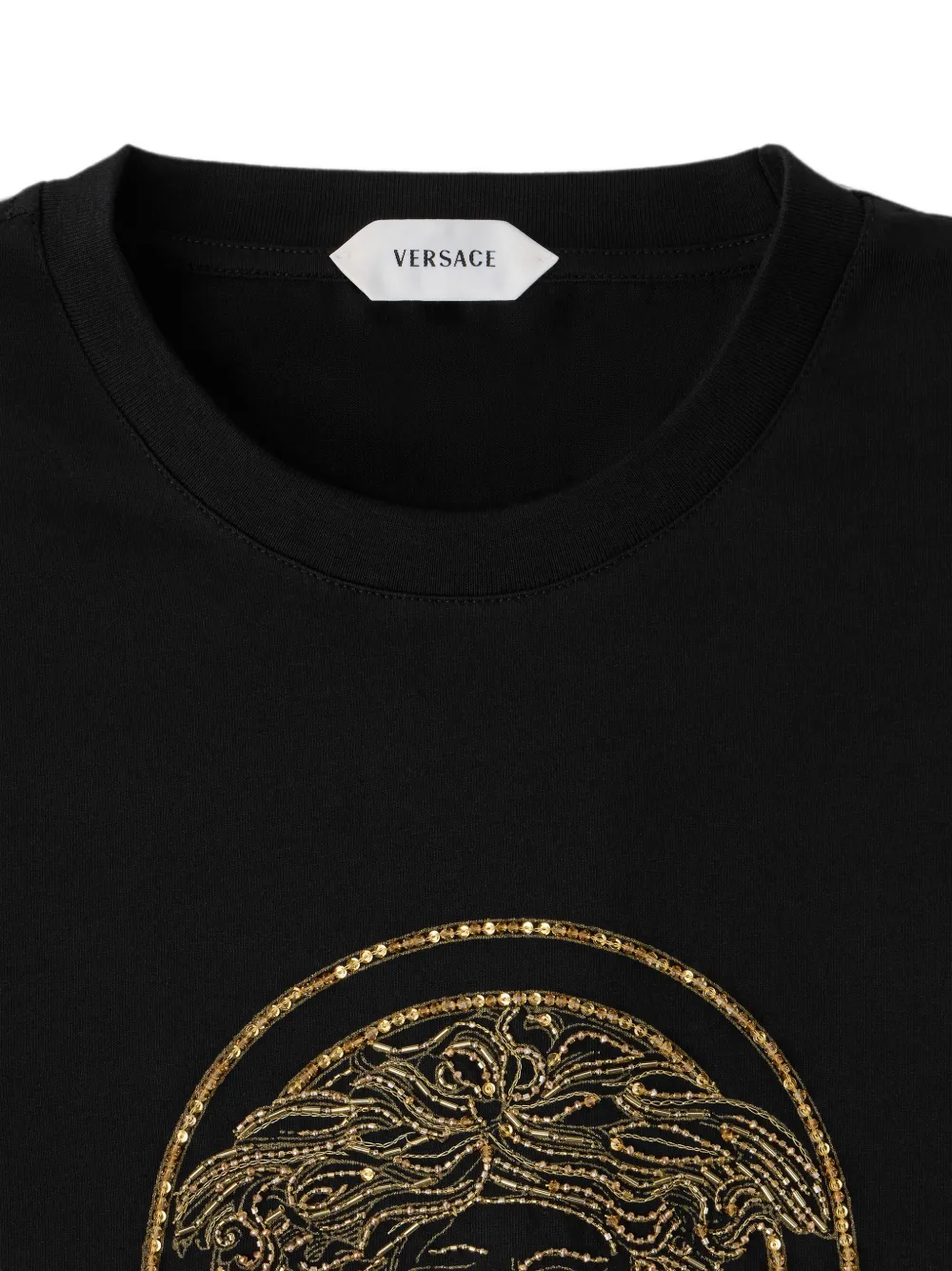 Versace T-shirt verfraaid met pailletten en Medusa-borduurwerk Zwart